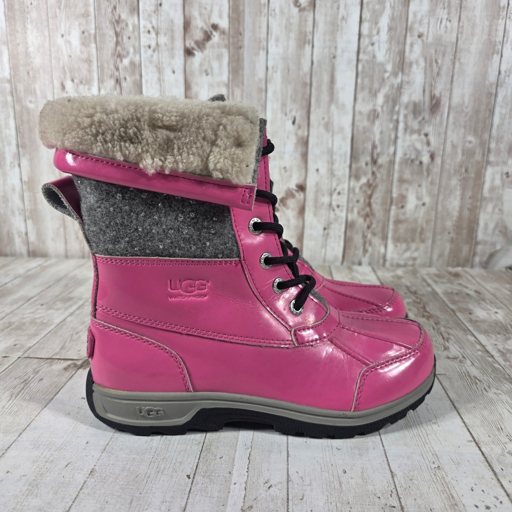 UGG Adirondack II Pink Patent Leather Waterproof Winter Boots 1019251 Size 4